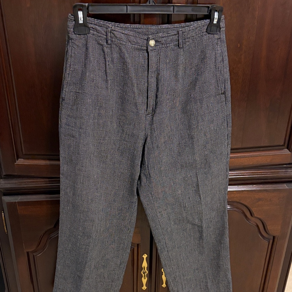 Talbots Black and Gray Cropped Textured linen Ankle Pants